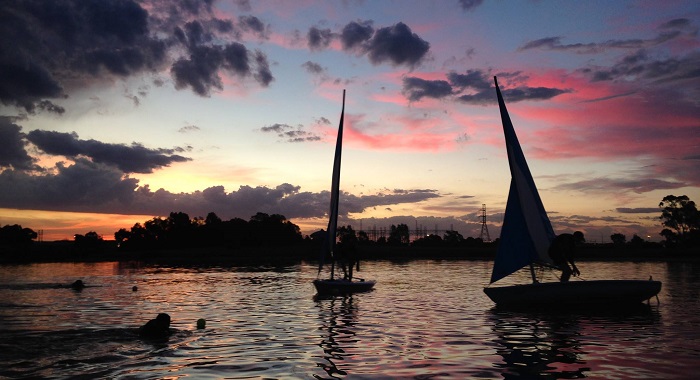 Sailing at sunset on Port Phillip Bay