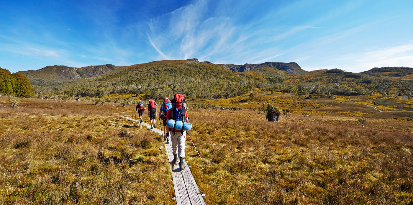 Scouts on an alpine hiking adventure